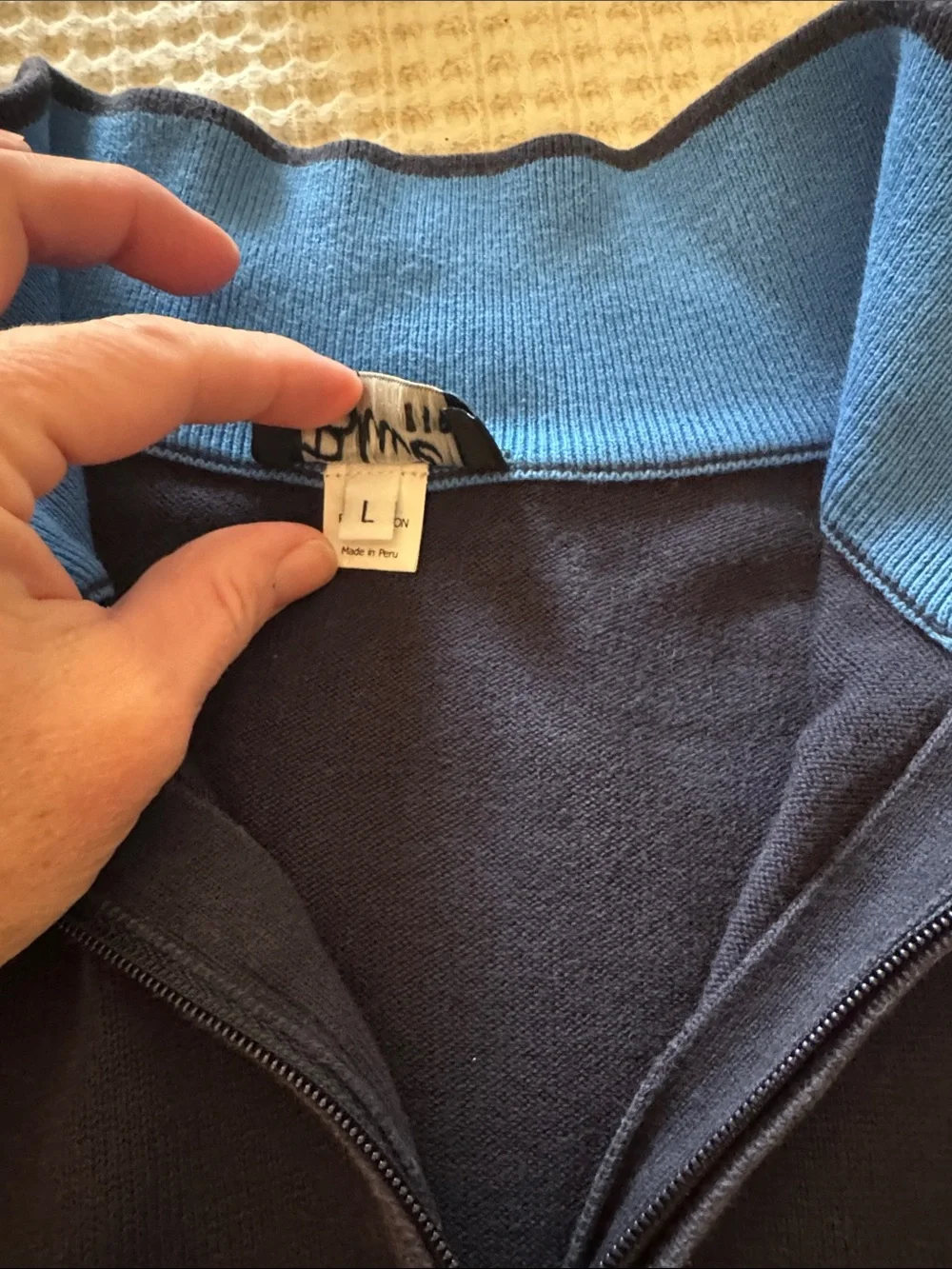 Men's Navy Quarter-Zip Sweater - Classic Mock Neck